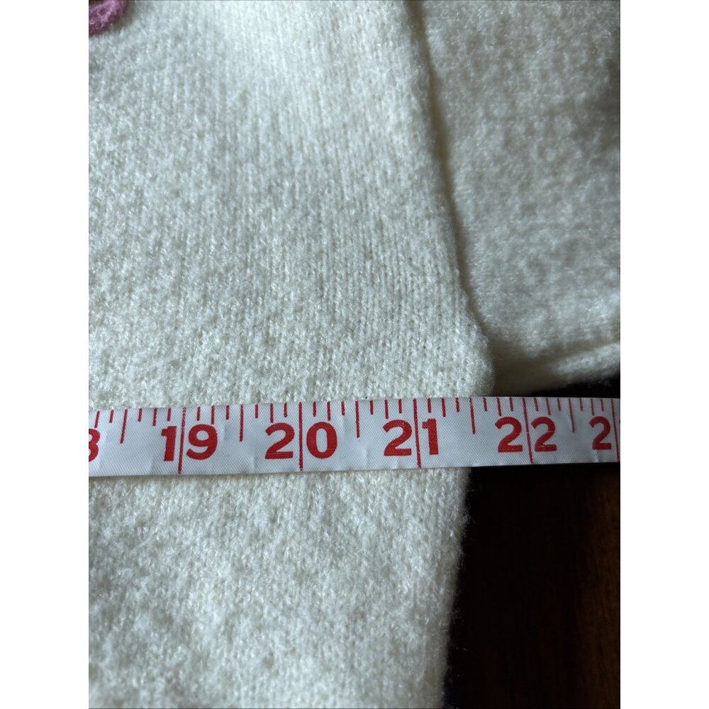 baltic born Ivory Sweater With pink Flowers Size Medium Cropped Wide Sleeve - Picture 5 of 6
